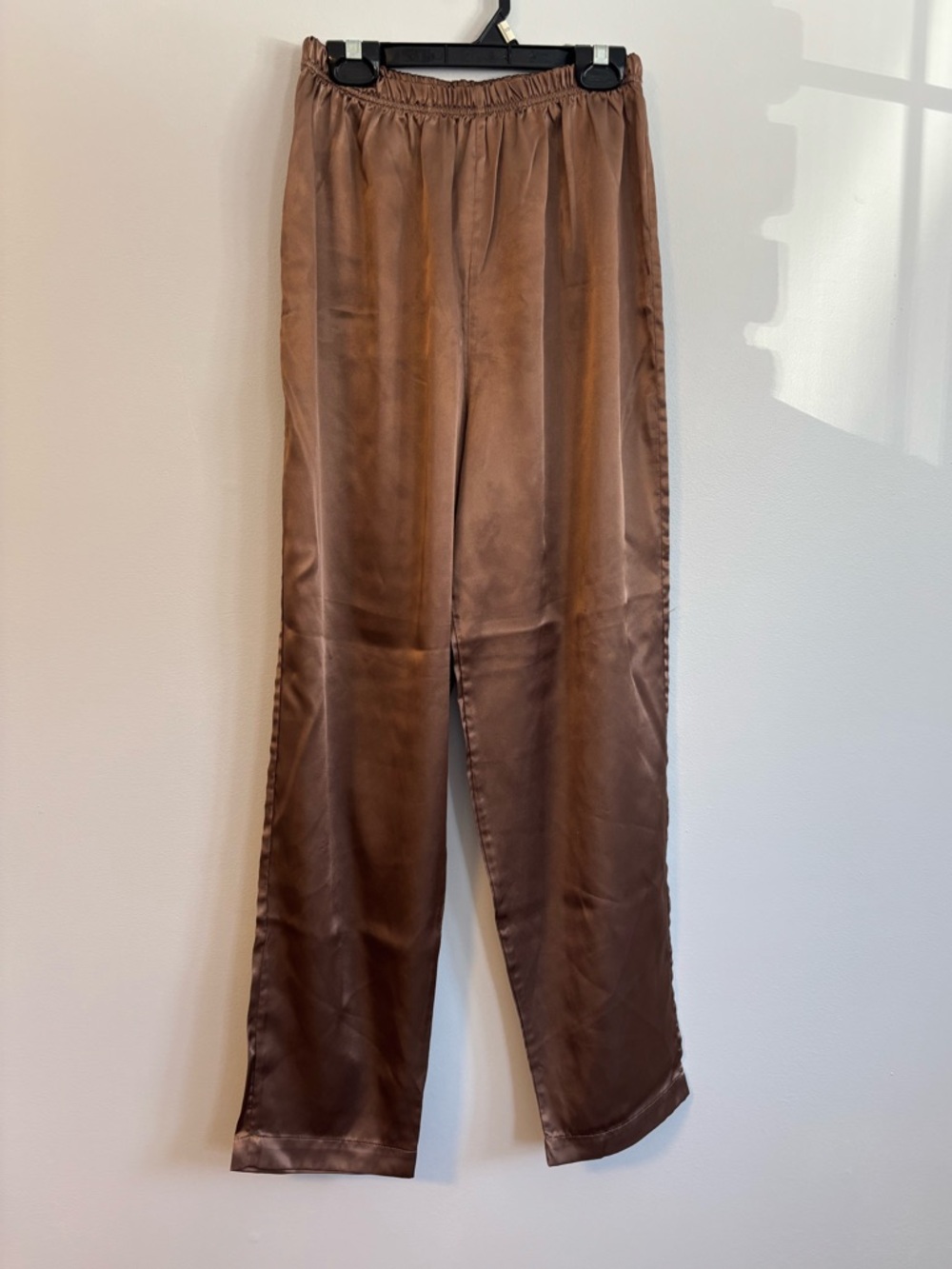 Brown Satin Elastic Waist Trouser Pants Size Small